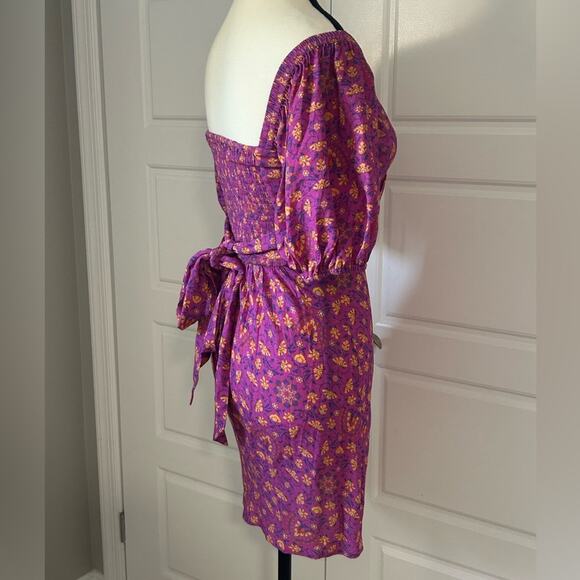 Spell madame peacock sweetheart mini Floral Purple magenta wrap dress size XS - Picture 4 of 10